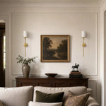 Charger l'image dans la visionneuse de galerie, Natural brass wall sconces beside a sofa