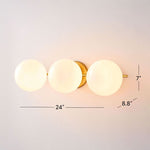Cargar imagen en el visor de la Galería, Aplique de pared Alessora Mid-Century Modern de 3 luces - Marco de metal y esferas de vidrio blanco
