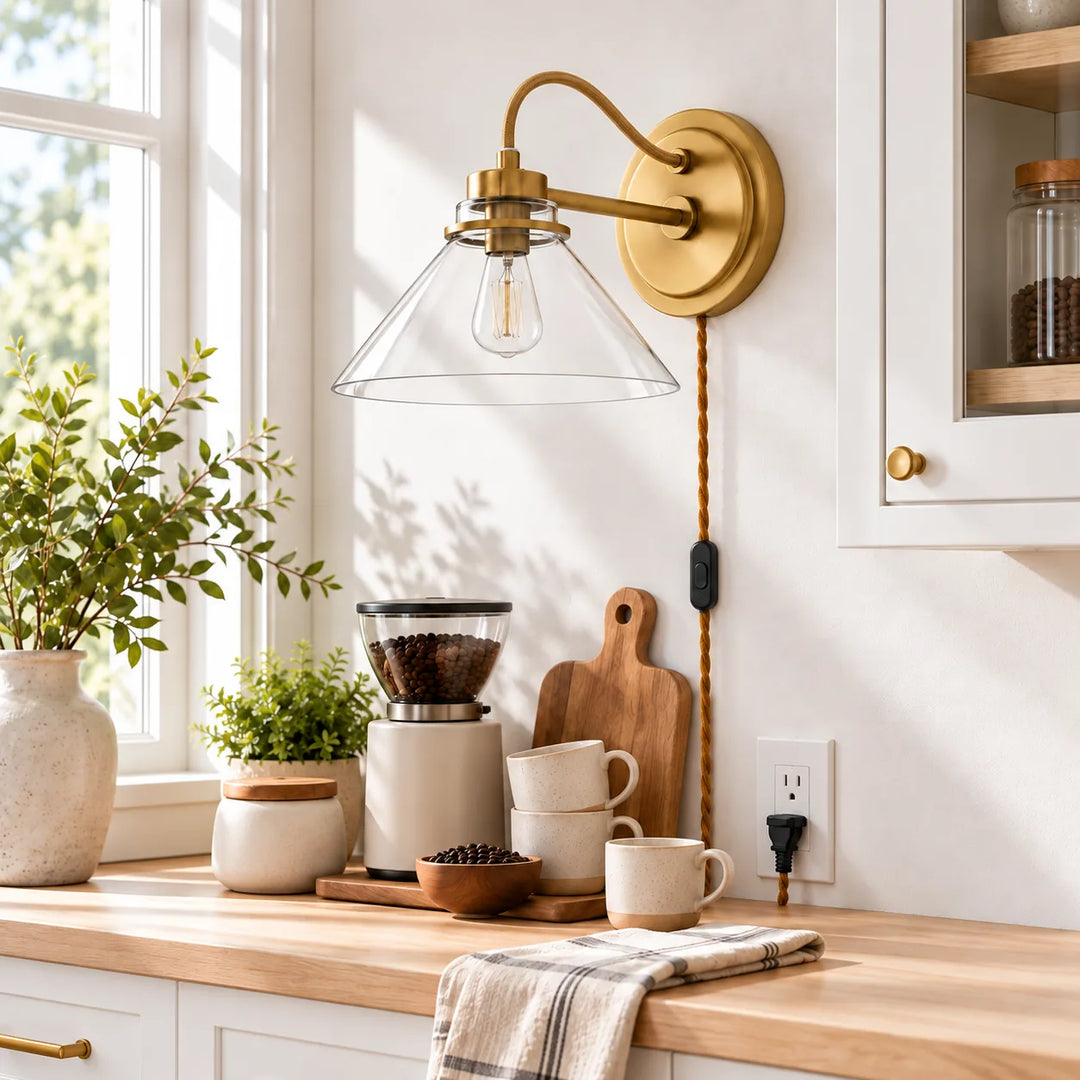 Aurenza Curved Arm Cone Wall Sconce