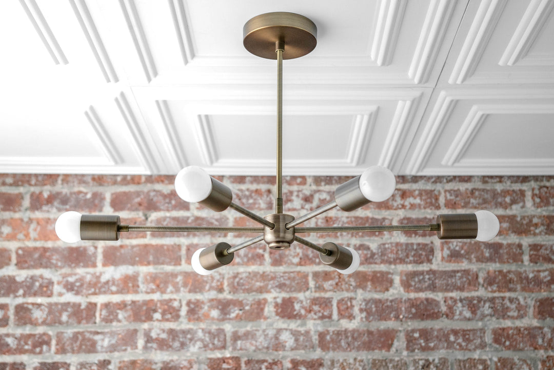 Lustre Mobilux Line Mid-Century Modern - Plafonnier suspendu à 6 têtes
