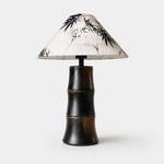 Load image into Gallery viewer, Tall dark brown bamboo-form ceramic table lamp
