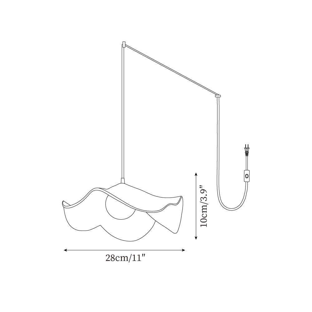 Leaf Vein Glass Plug-In Pendant Lamp