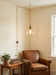 Brass And Clear Glass Plug-In Pendant