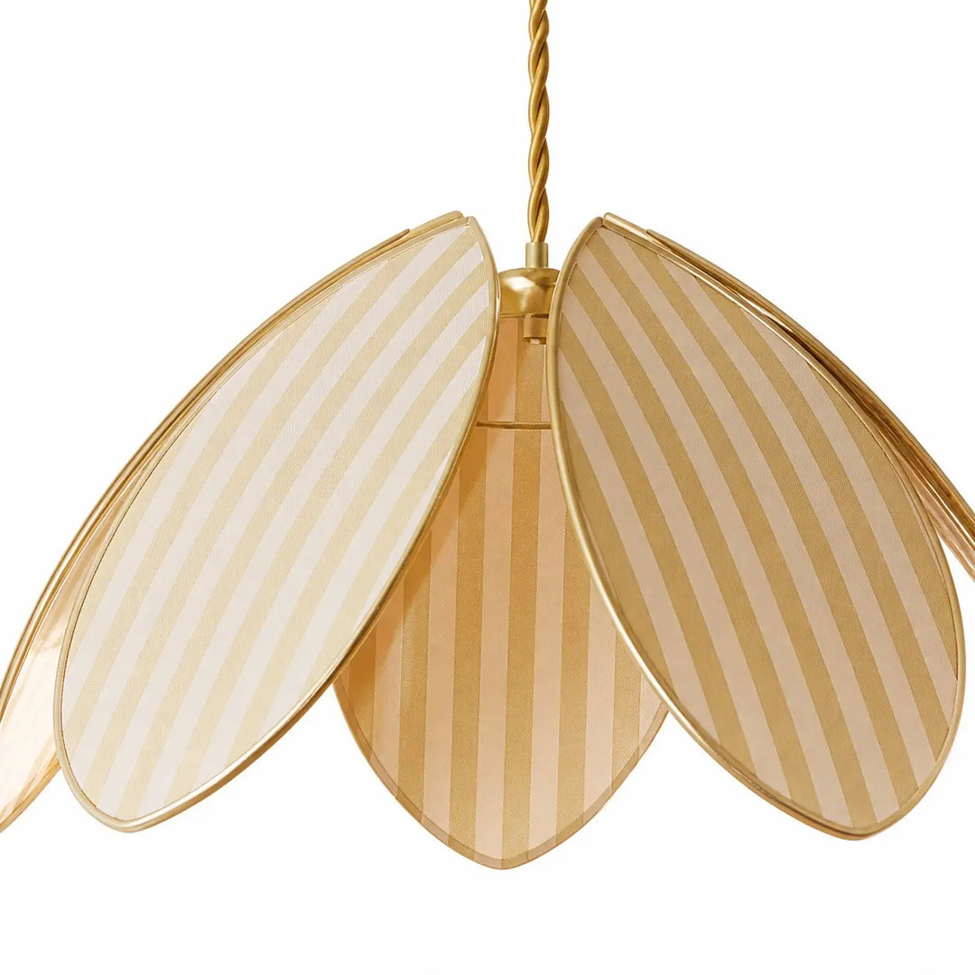 Layered petal shade structure and striped fabric detail