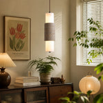 Cargar imagen en el visor de la Galería, Travertine cylinder pendant lamp installed near a sunny window and console