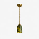 Load image into Gallery viewer, One head green jade cylinder pendant lamp with 3.9 inch / 10 cm shade