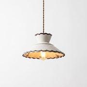 Hand-Painted Scalloped Ceramic Plug-In Pendant