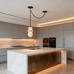 Bild in Gallery-Viewer laden, Black Metal Alabaster Chain Swag Chandelier