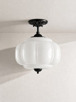 Load image into Gallery viewer, Eloise Scallop Vintage Milk Glass Semi Flush Mount Pendant Light