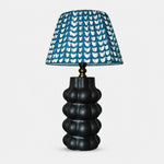 Load image into Gallery viewer, Sculptural ceramic table lamp with patterned fabric shade
