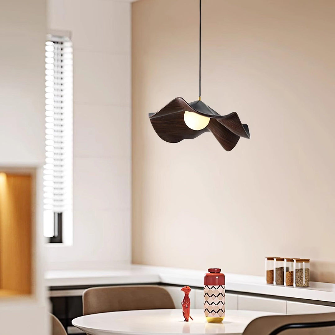 Leaf Vein Glass Plug-In Pendant Lamp
