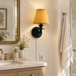 Charger l'image dans la visionneuse de galerie, Rowan No-Wire Flat Drum Shade Wall Sconce – Plug-In Fabric Wall Light