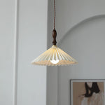 Load image into Gallery viewer, White Fabric Walnut Brass Plug-In Pendant