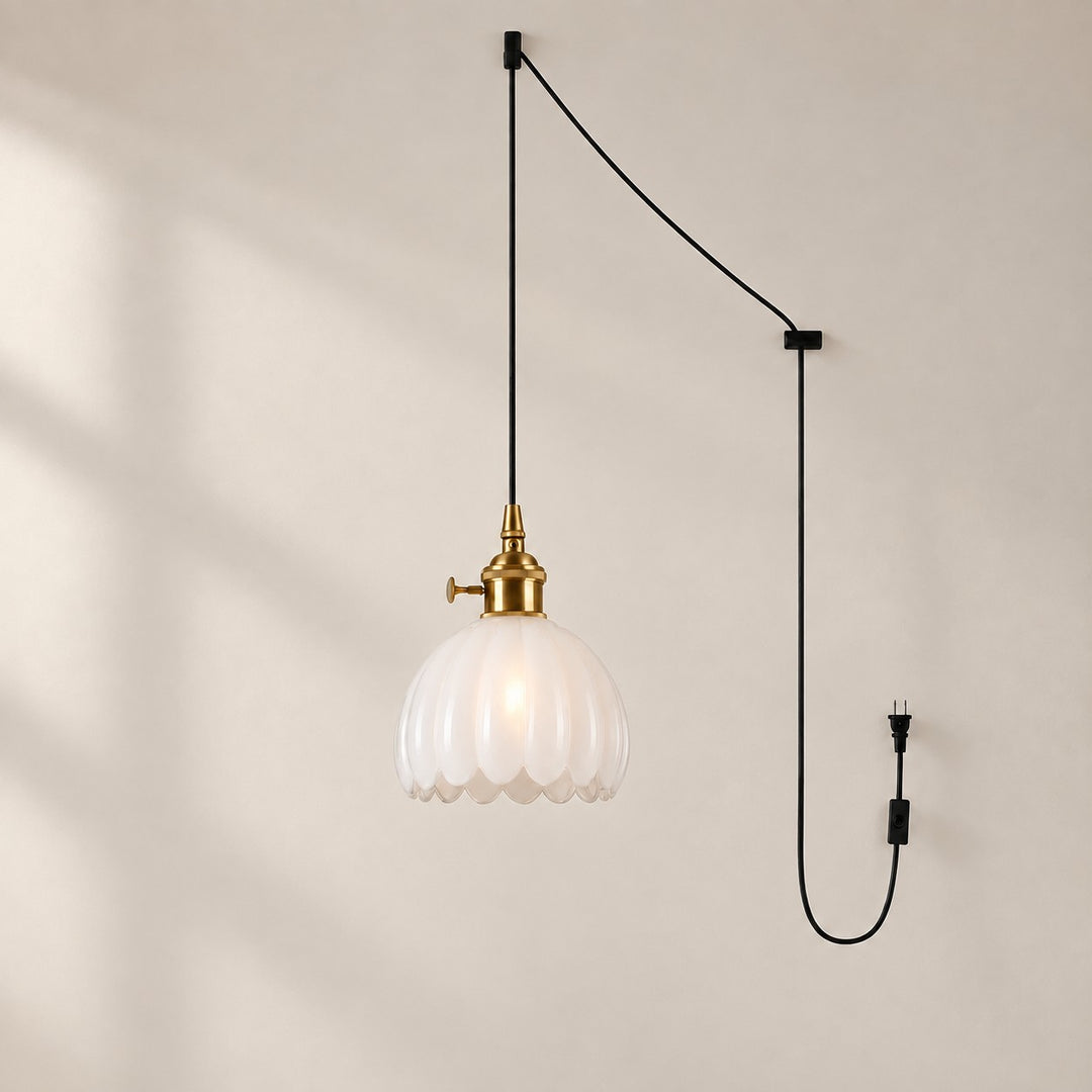 Vintage Blossom Glass Plug-In Pendant Light