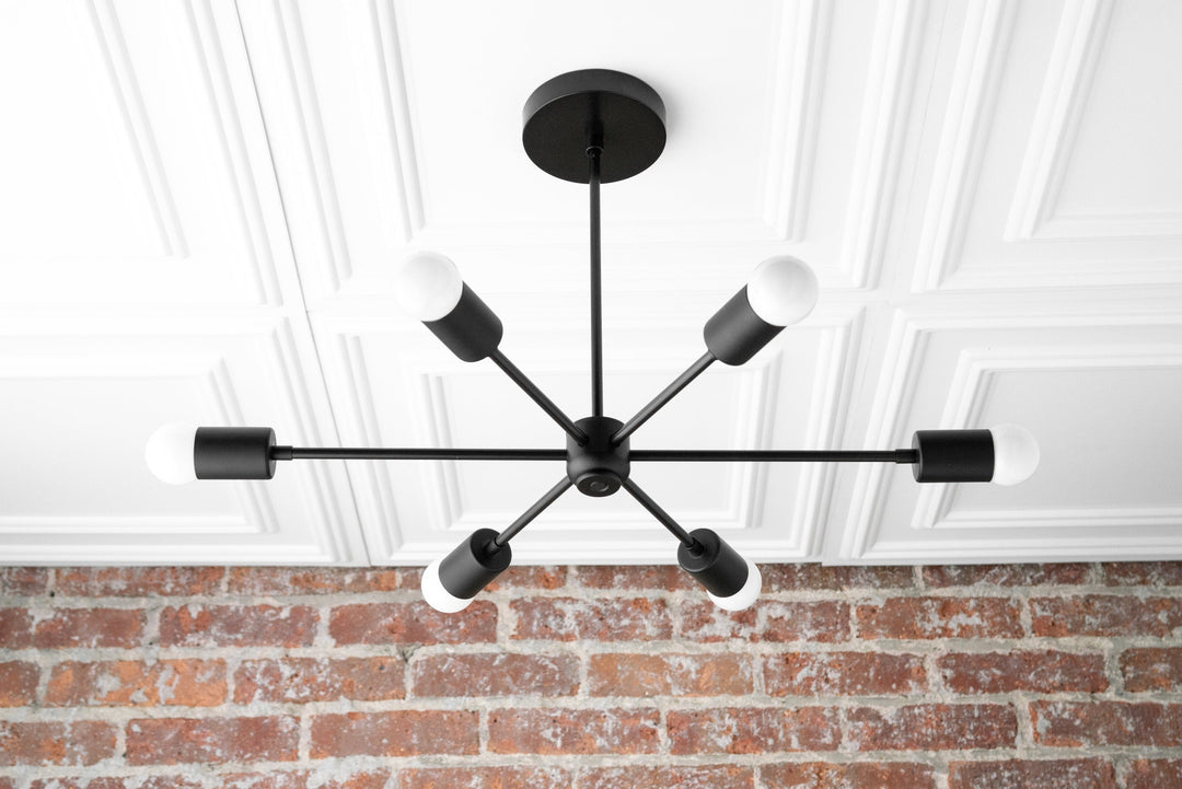 Lustre Mobilux Line Mid-Century Modern - Plafonnier suspendu à 6 têtes