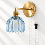 Charger l'image dans la visionneuse de galerie, Blue tulip glass plug-in wall sconce