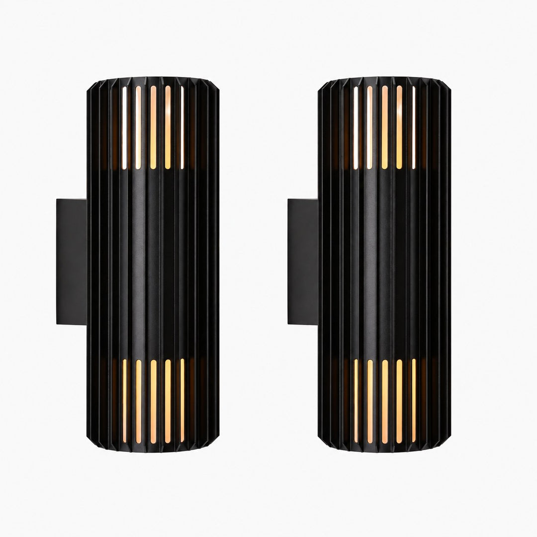 Fluted Shade Square Plate Aluminium Outdoor Sconce
