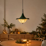 Lampe suspendue en tissu vert pour salle à manger