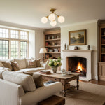 Load image into Gallery viewer, Glorica Glass Opal Globe Semi-Flush Ceiling Light – Modern Mid-Century Dining Room Fixture
