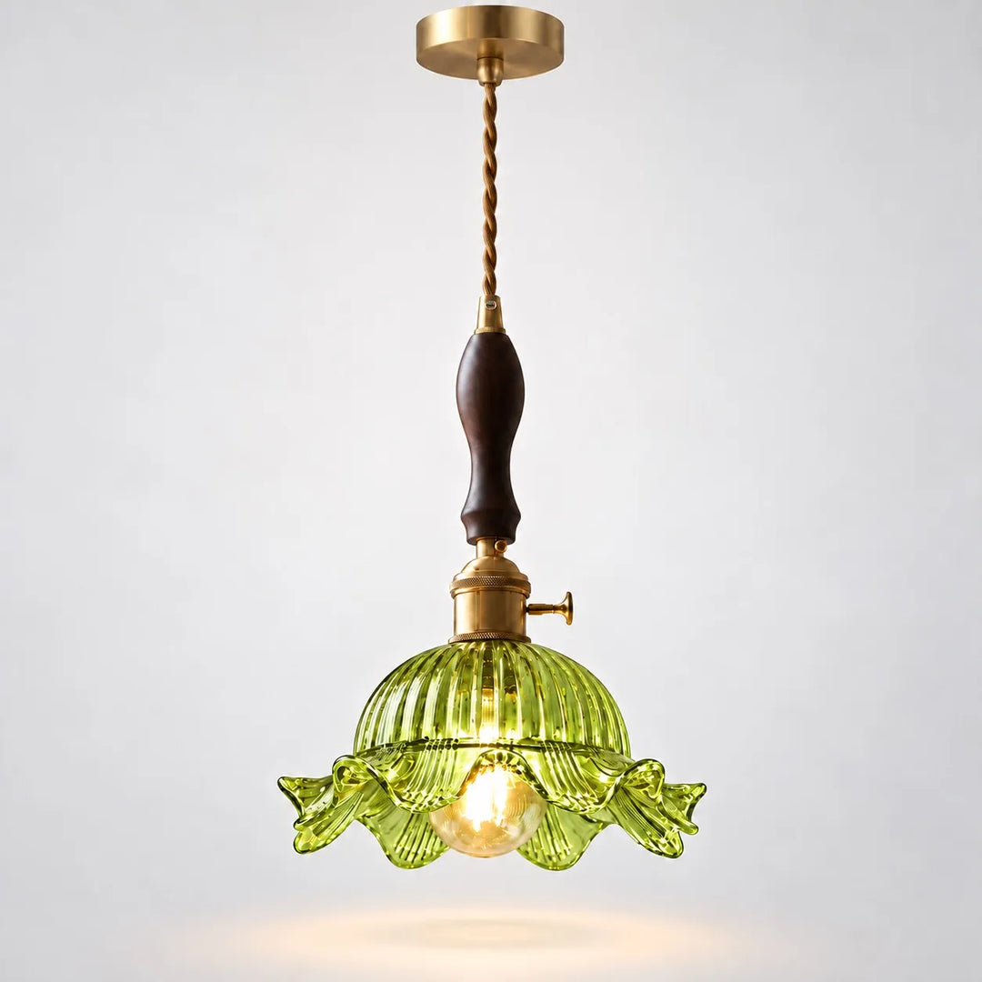 Vintage Wavy-Edge Glass Pendant Lamp