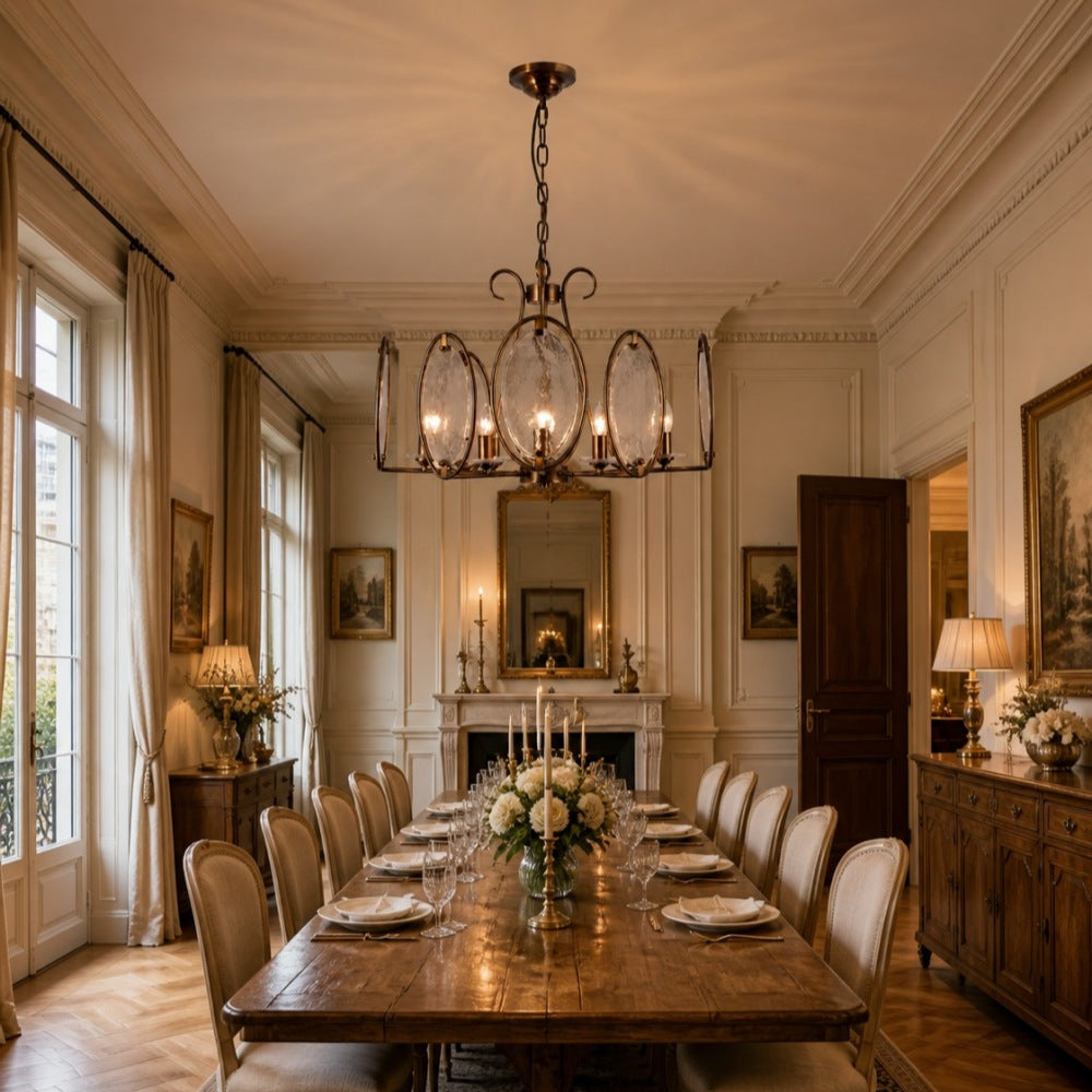 Oval Panel Textured Glass Chandelier