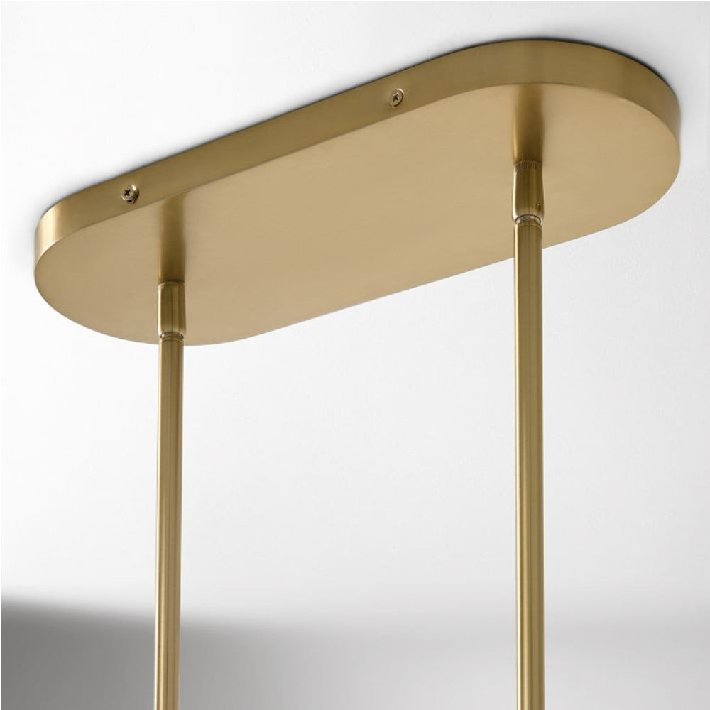 Ferosa Brass Glass Linear Chandelier – 3 Light Milk Glass Dining Lighting