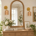 Cargar imagen en el visor de la Galería, Gold Plate Textured Glass Short Arm Wall Sconce