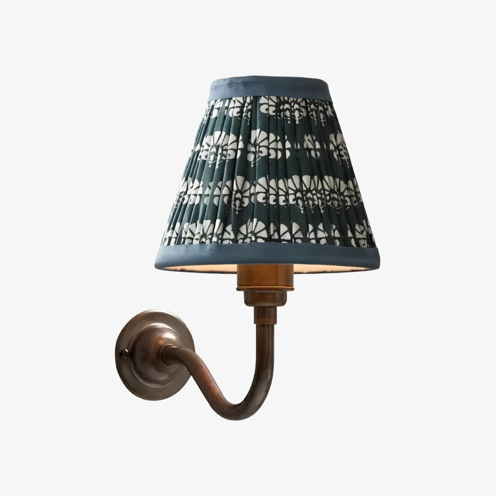 Cottaloy Vintage Fabric Curved Arm Wall Lamp for Living Room or Bedroom