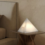 Load image into Gallery viewer, Alabaster Pyramid Table Lamp