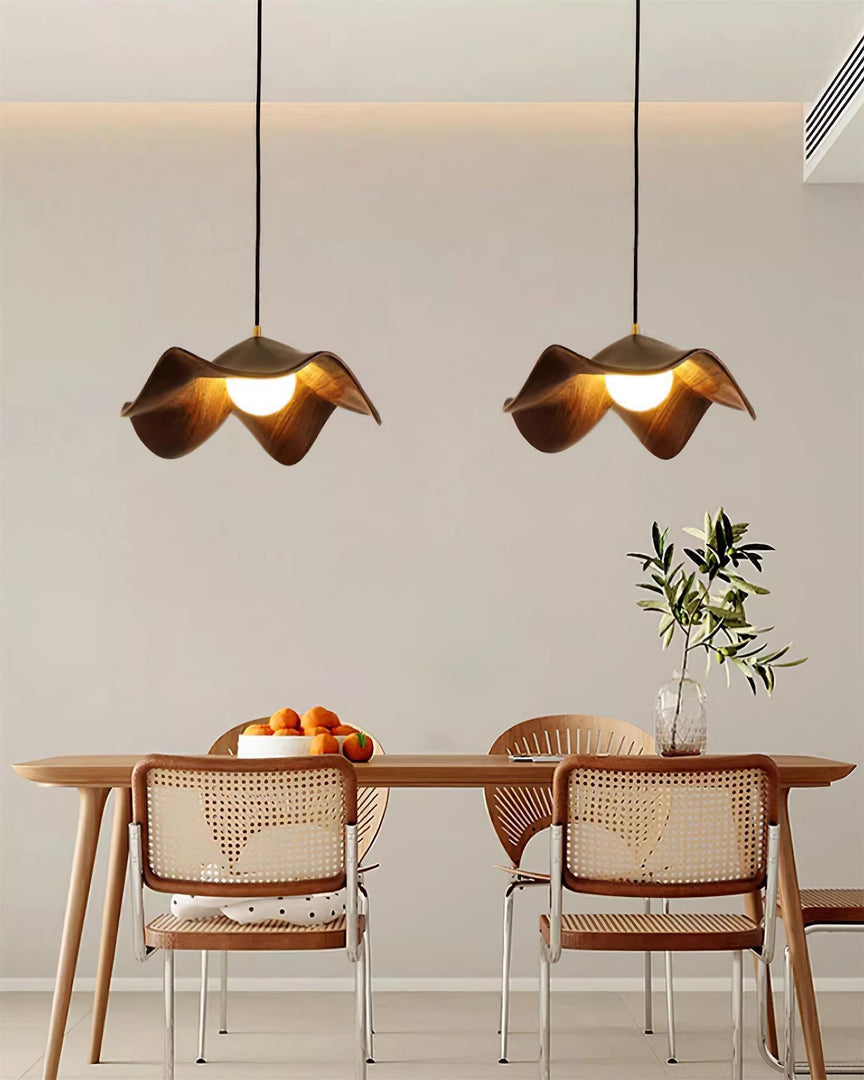 Leaf Vein Glass Plug-In Pendant Lamp