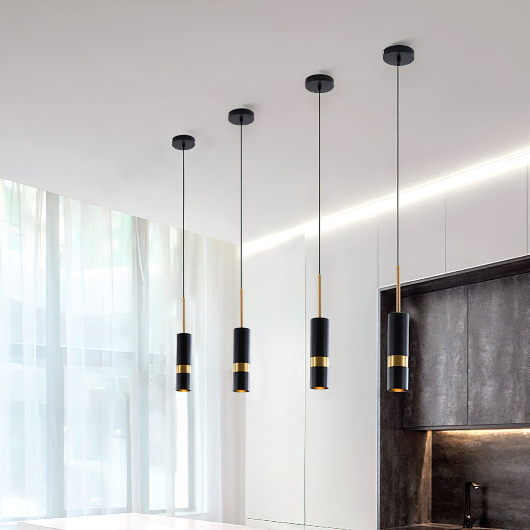 Black And Gold Metal Hardwired Pendant Light