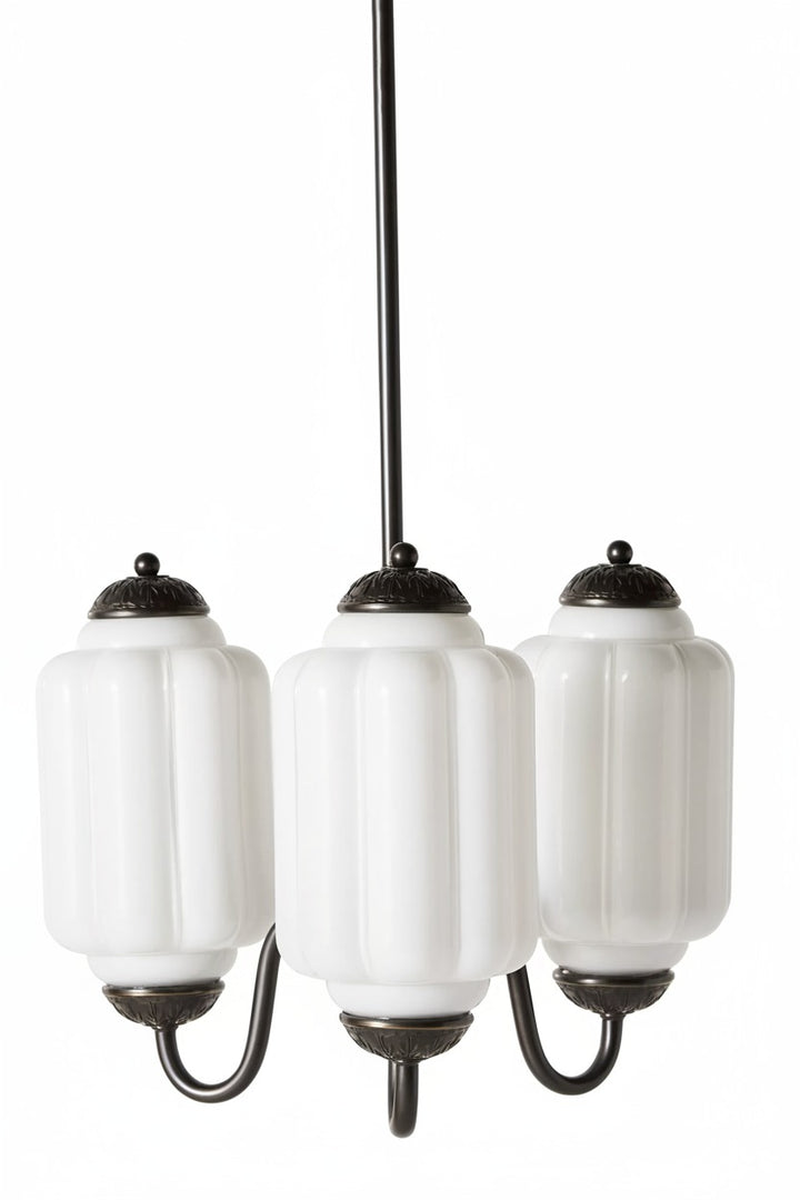 Lámpara colgante Eloise de vidrio lechoso festoneado de inspiración vintage: lámpara de acento moderna para cocina y dormitorio.
