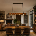 Bild in Gallery-Viewer laden, Rustic Wood Bar Pendant Light with Spotlights