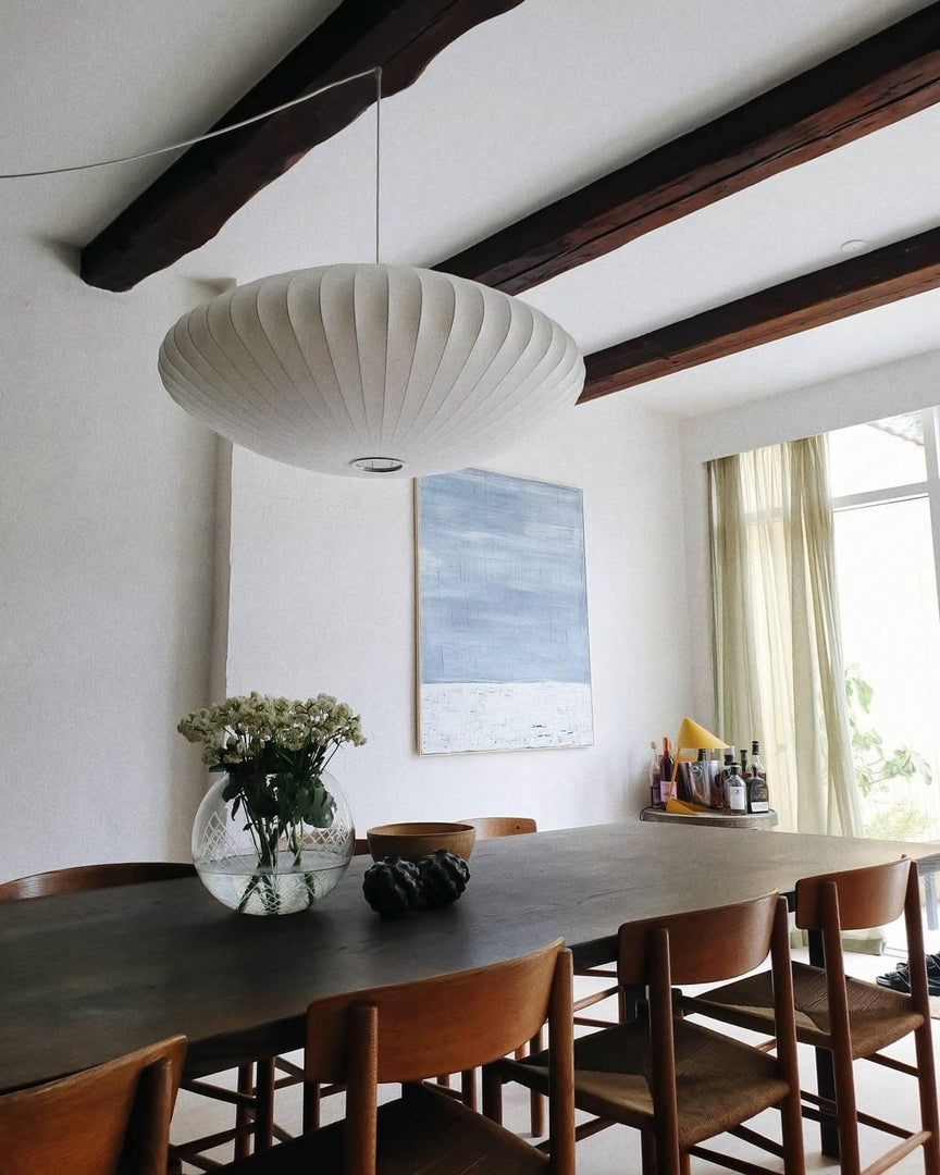 White Geometric Wire Swag Pendant Light