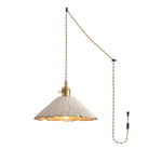 Bild in Gallery-Viewer laden, Textured Cement Gold Plug-In Swag Pendant