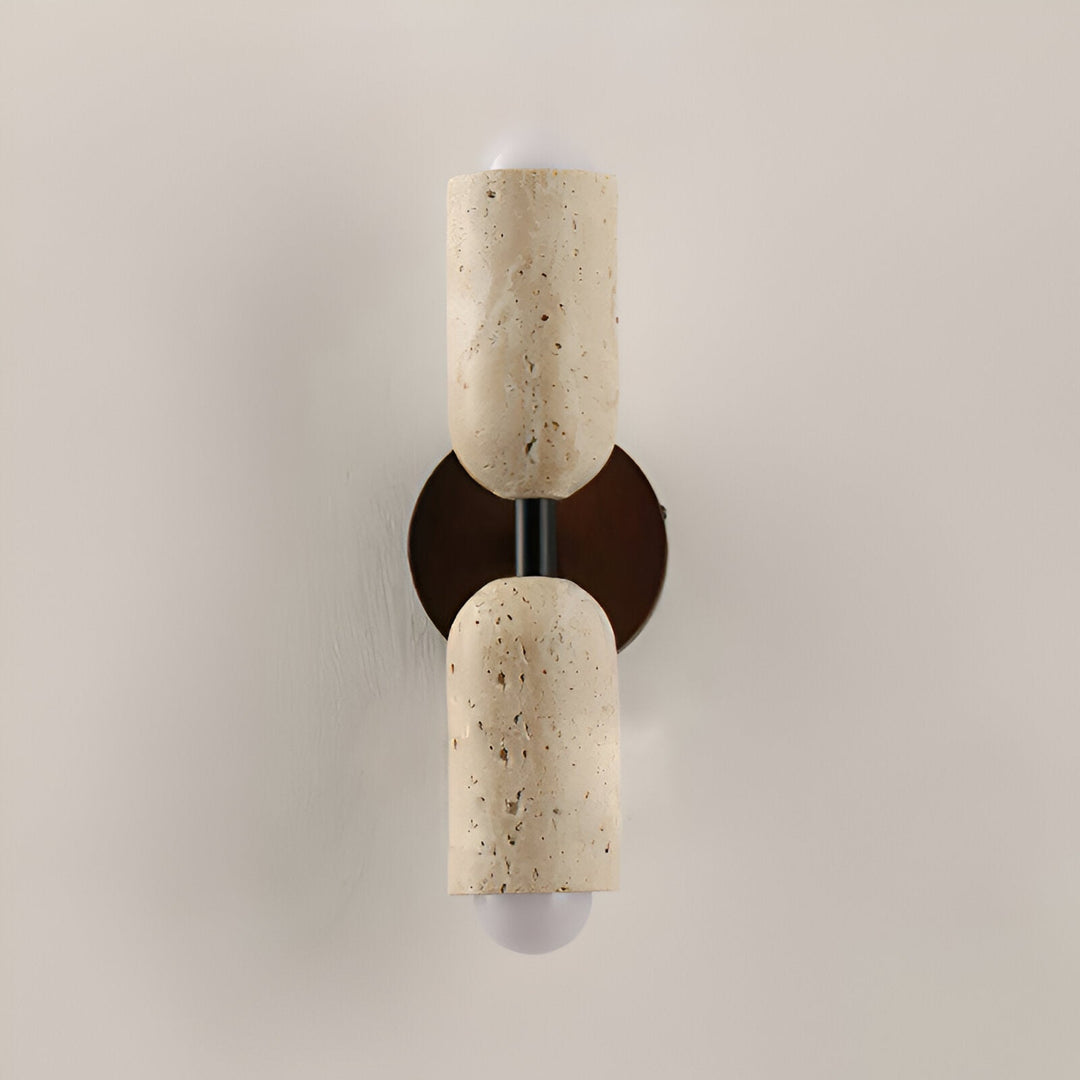 Merrill Travertin und Holz LED Wandleuchte