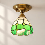 Charger l'image dans la visionneuse de galerie, Vintage Green Mosaic Glass Flush Mount Ceiling Light