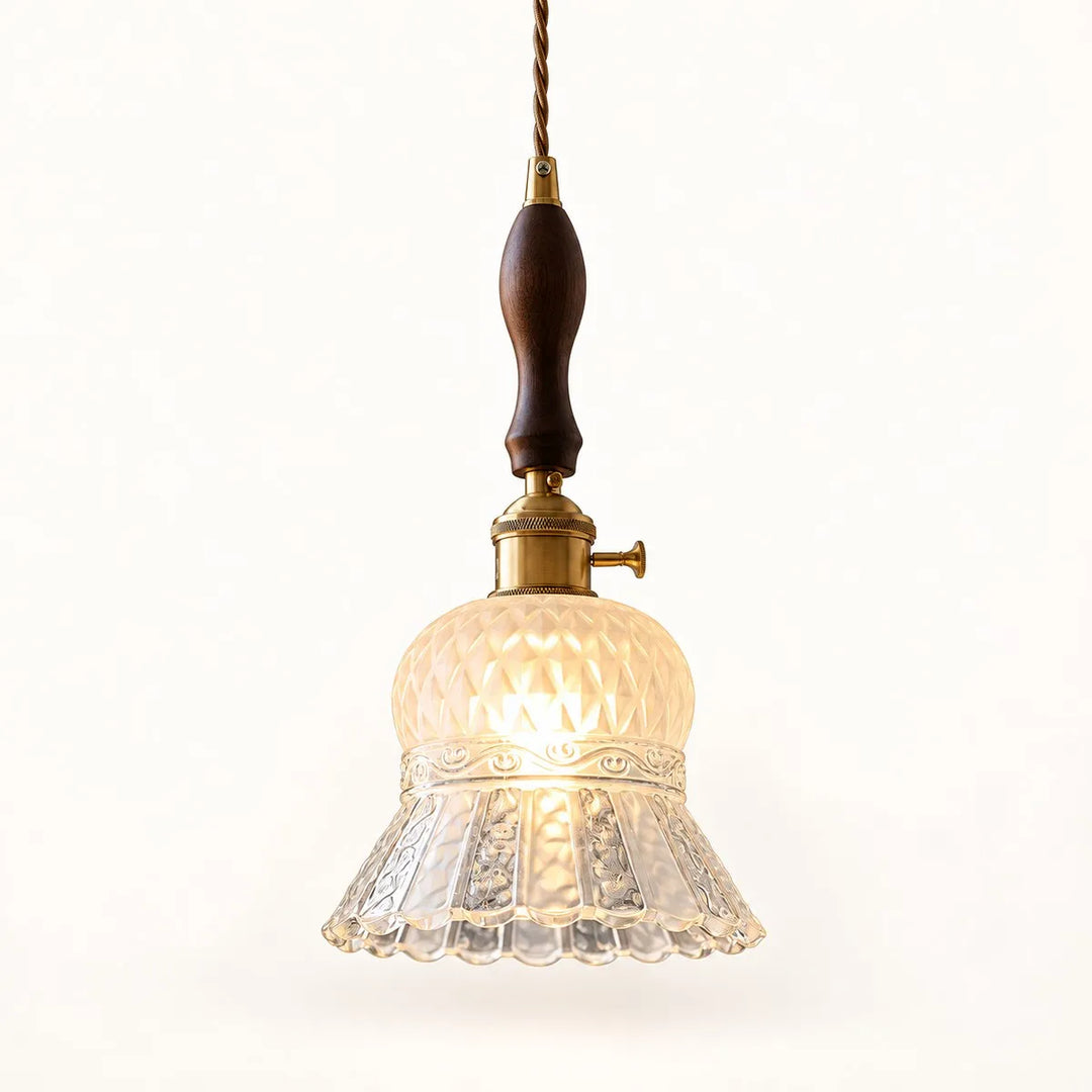 Vintage Brass Pineapple Glass Pendant Lamp
