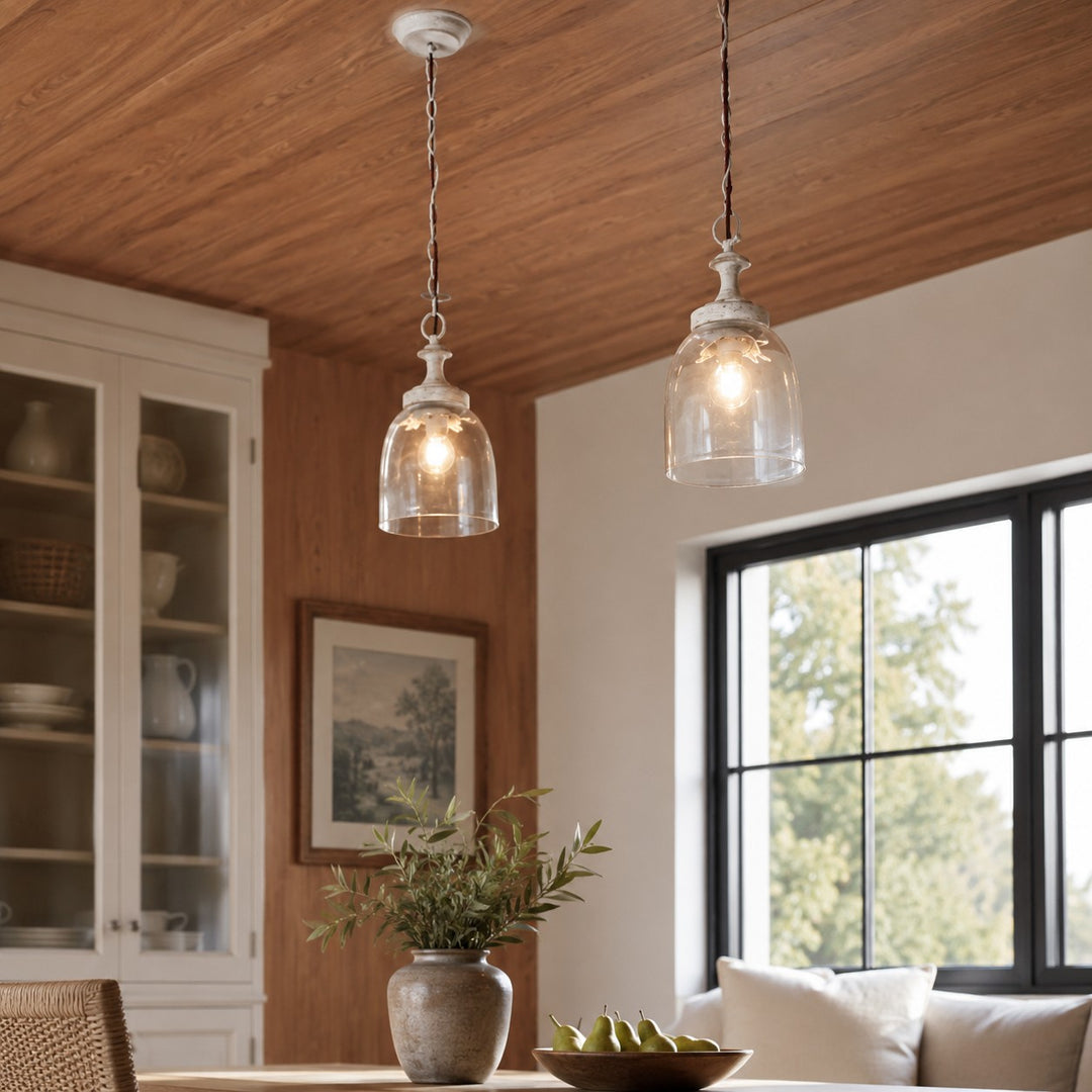 Vintage Distressed Glass Petal Pendant Light