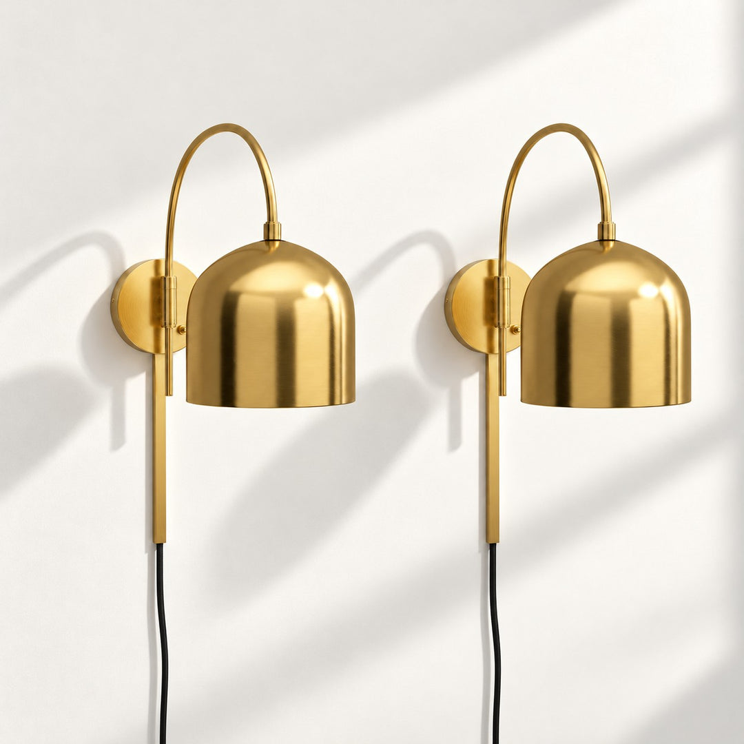 Dome Arm Plug-In Cord Arched Metal Wall Sconce