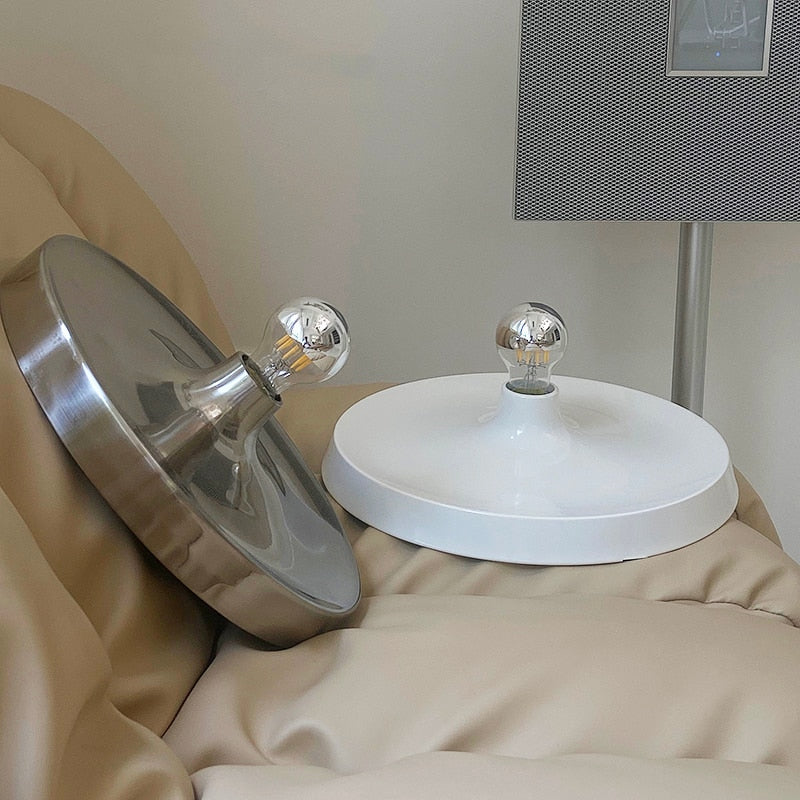 Plafonnier contemporain Space Age Disc, finition chromée