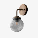 Load image into Gallery viewer, Glorica Glass Aged Brass Wall Sconce - Ribbed Glass Shade Industrial Style Lighting
