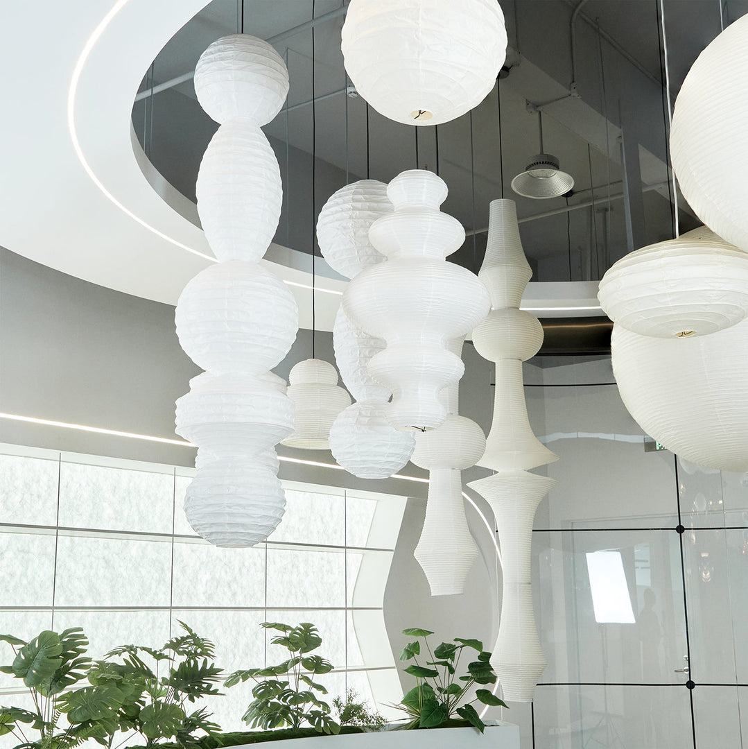 Stacked Ribbed Paper Swag Pendant Light