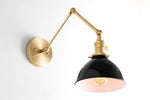 Cargar imagen en el visor de la Galería, Conique Metal Vintage Industrial Swing Arm Wall Lamp - Adjustable Dome Shade for Study
