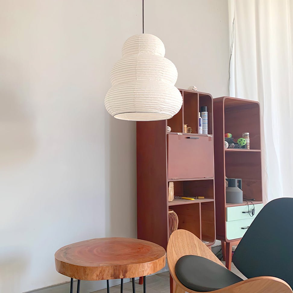 Beige Mulberry Paper Swag Pendant Light