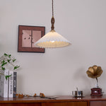 Load image into Gallery viewer, White Fabric Walnut Brass Plug-In Pendant