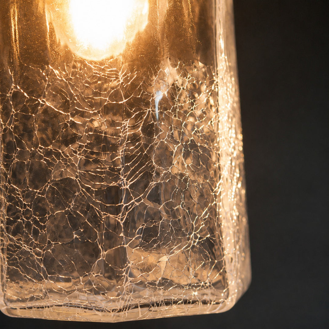 Japanische Vintage-Pendelleuchte aus Craquelé-Glas