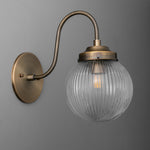Load image into Gallery viewer, Glorica Glass Aged Brass Wall Sconce - Ribbed Glass Shade Industrial Style Lighting

