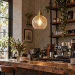 Bild in Gallery-Viewer laden, Copper Base Crackled Glass Globe Pendant Light