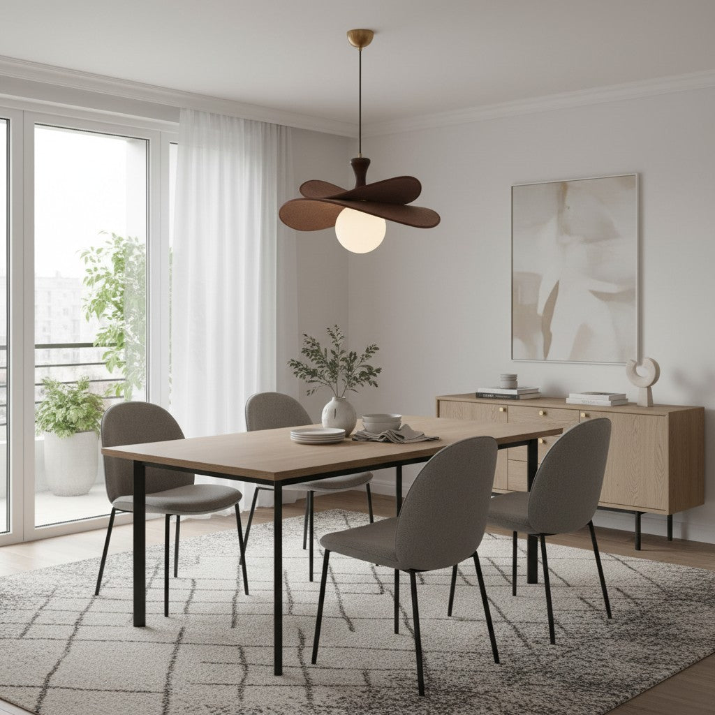 Suspension Orrise Petal - Métal et bois modernes pour salons et salles à manger